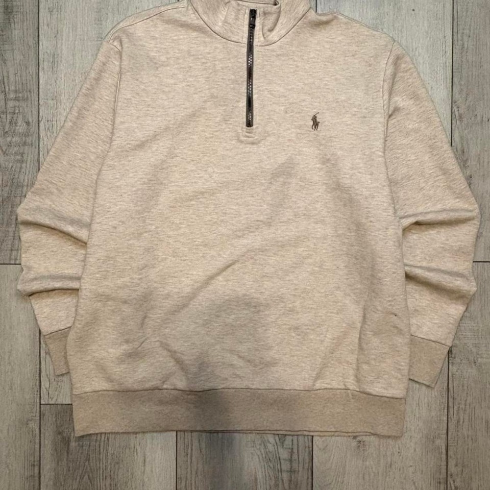 Polo Ralph Lauren  Double Knit Mesh Quarter Zip Pullover Sweatshirt‎ Men size L